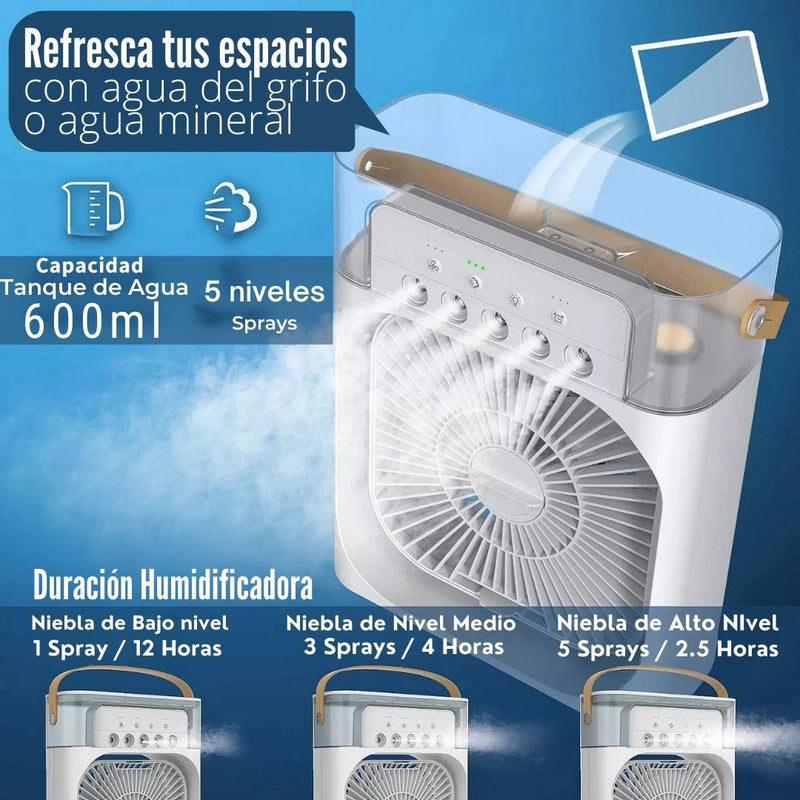 Ventilador De Aire Frio Portatil Con Humidificador 3 En 1