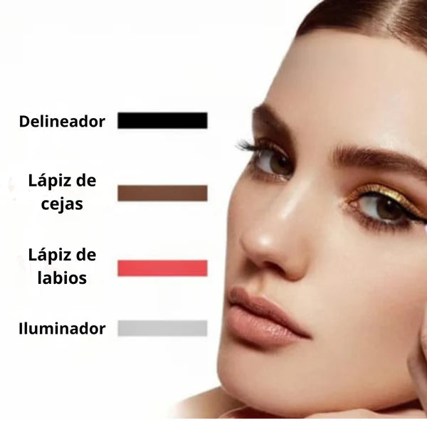 MakeUpPencil® 4 en 1 | Cejas, Ojos, Labios y iluminador