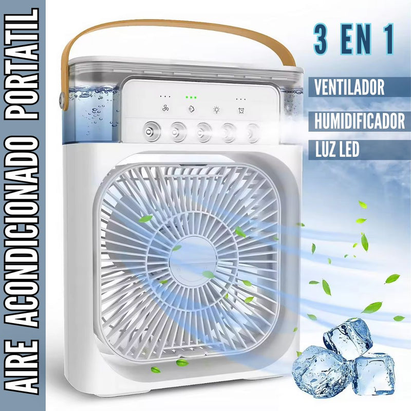 Ventilador De Aire Frio Portatil Con Humidificador 3 En 1