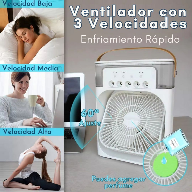 Ventilador De Aire Frio Portatil Con Humidificador 3 En 1